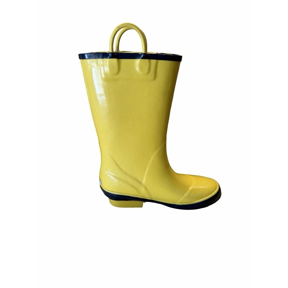 L.Bean Kids Puddle Stompers Rain Boots Size 2 Yellow Rubber Waterproof Durable - Picture 4 of 9